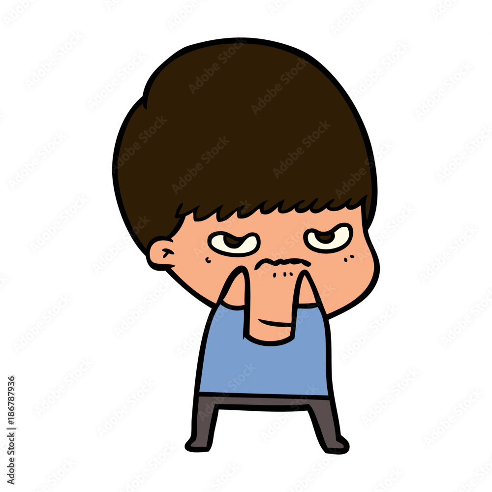 annoyed cartoon boy