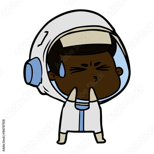 cartoon stressed astronaut