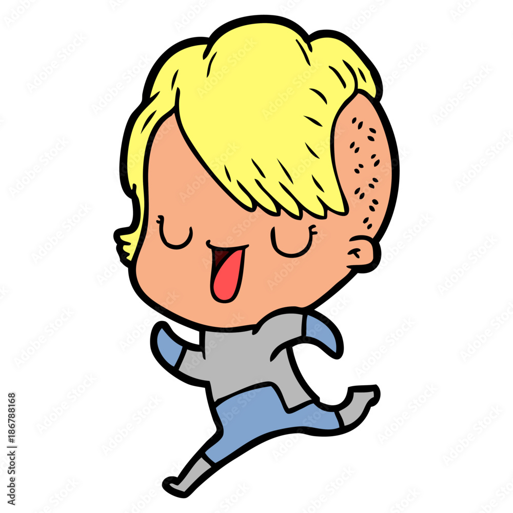 Obraz premium cute cartoon girl with hipster haircut