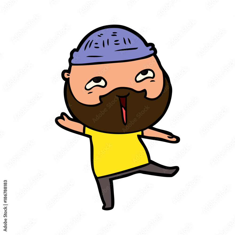 cartoon happy bearded man