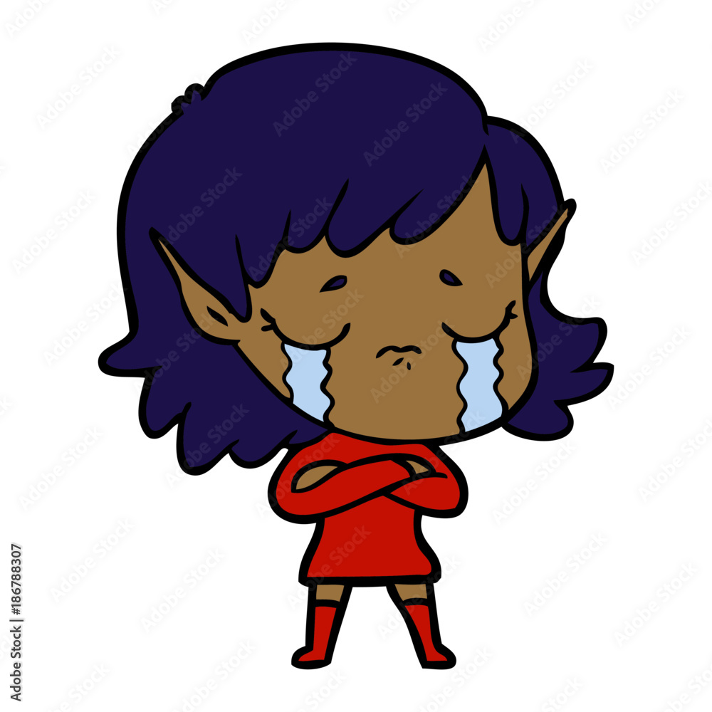 cartoon crying elf girl cartoon crying elf girl