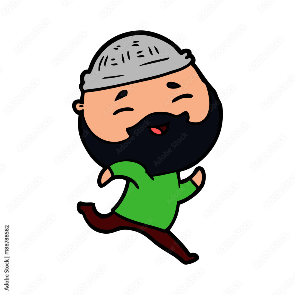 cartoon happy bearded man