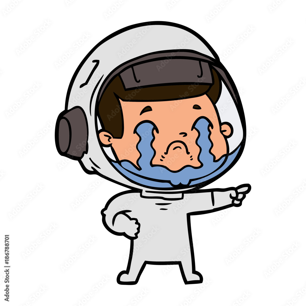 cartoon crying astronaut