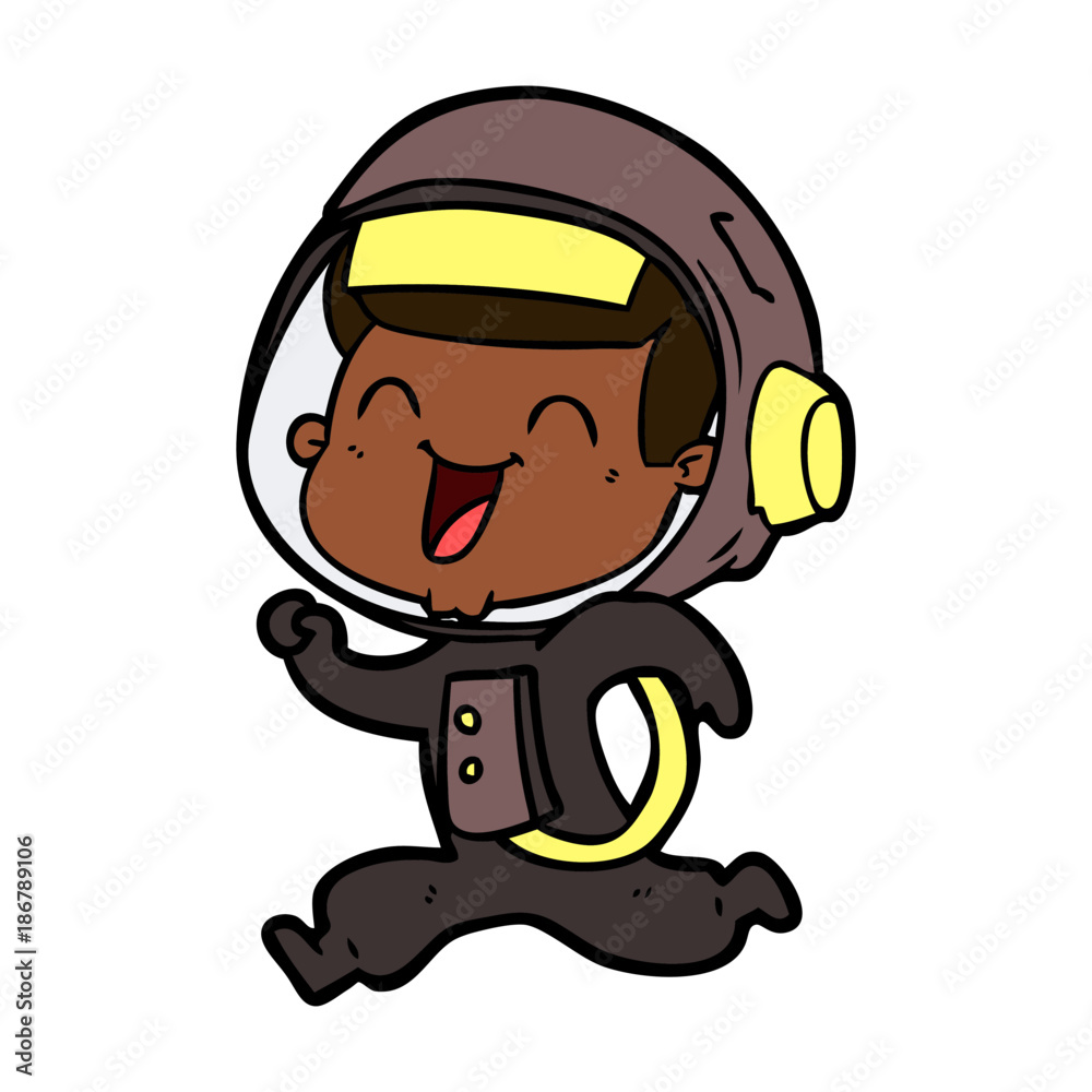 happy cartoon astronaut