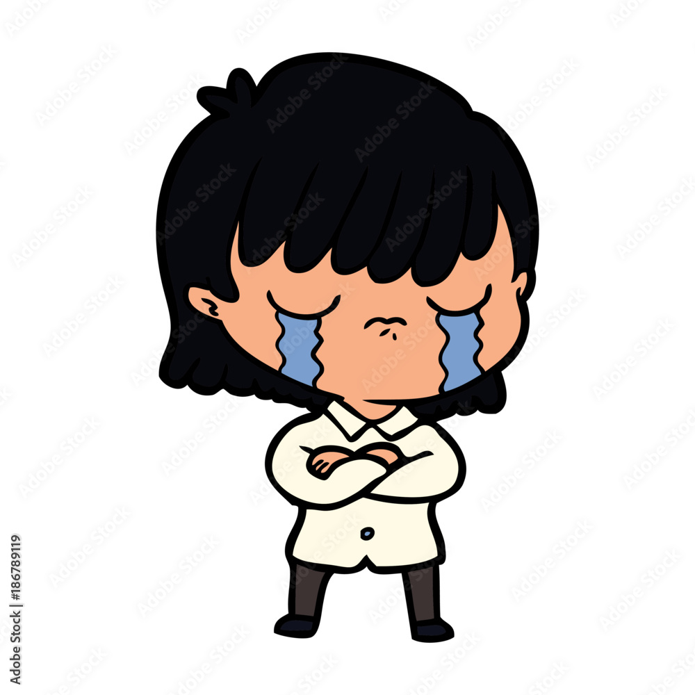 cartoon woman crying