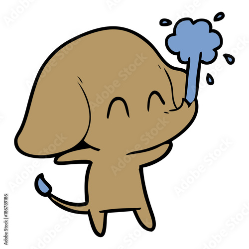 cute cartoon elephant spouting water