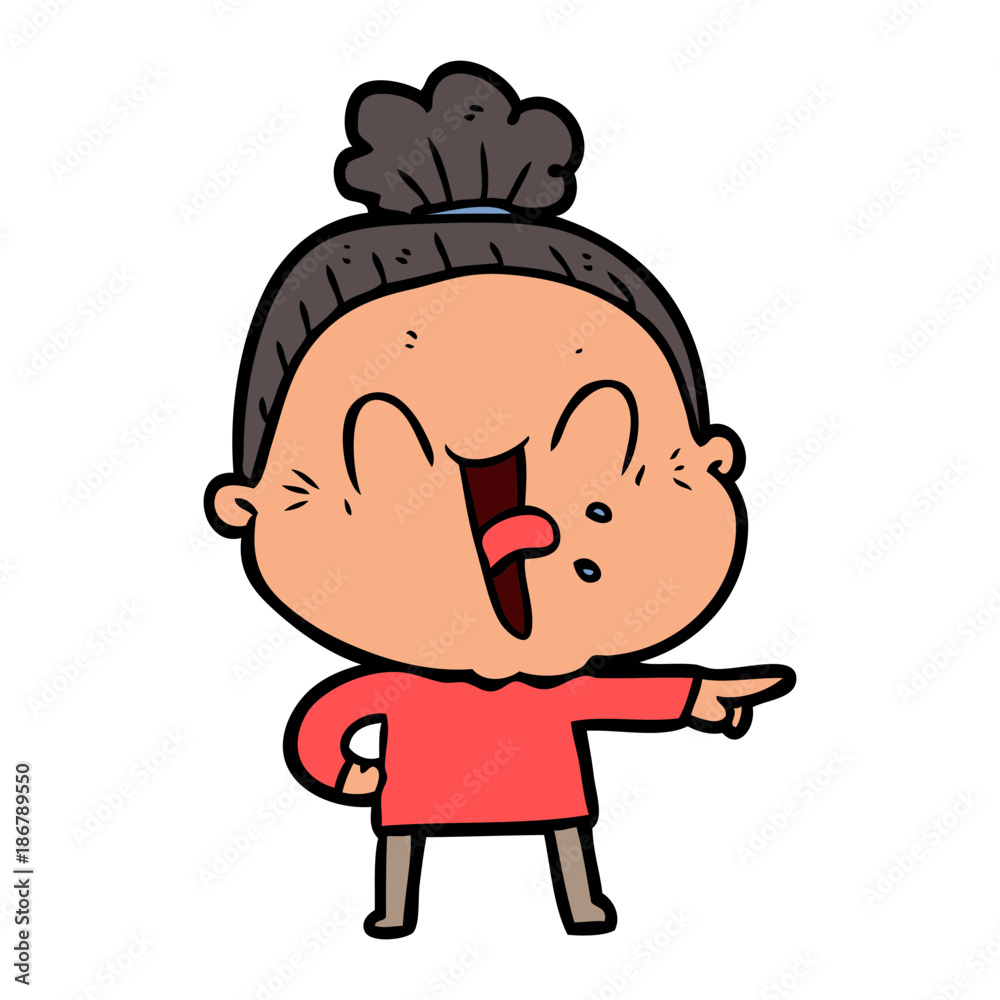cartoon happy old woman