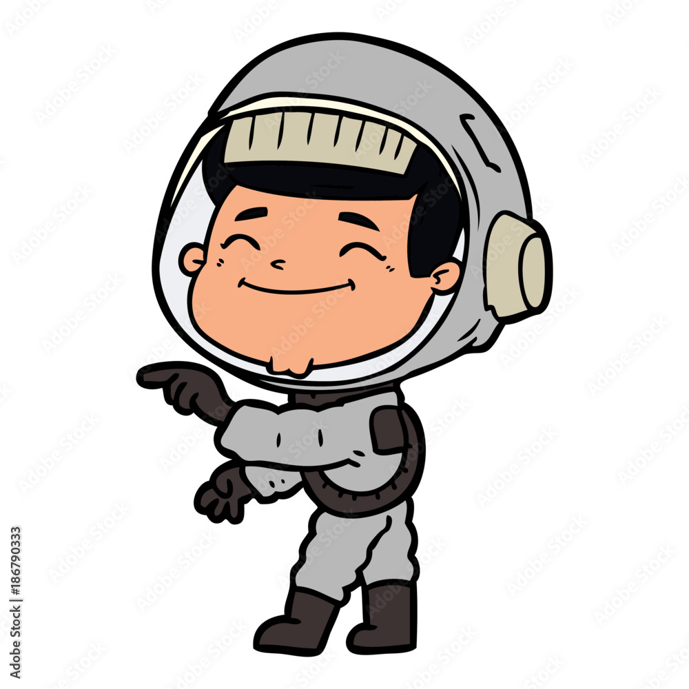 happy cartoon astronaut