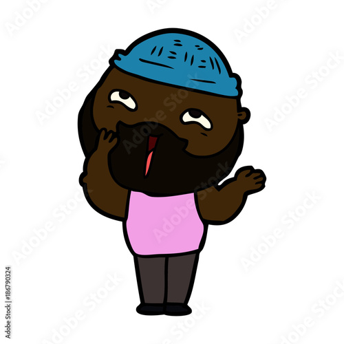 cartoon happy bearded man