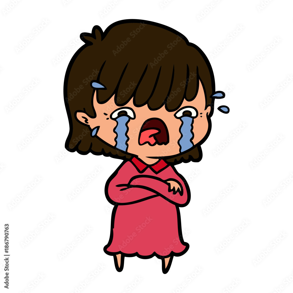 cartoon girl crying