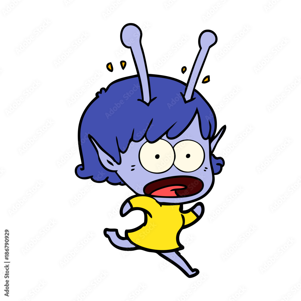 cartoon shocked alien girl cartoon shocked alien girl