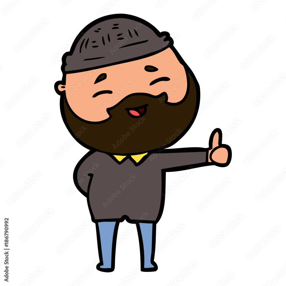 cartoon happy bearded man