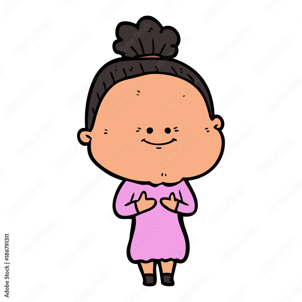 cartoon happy old woman