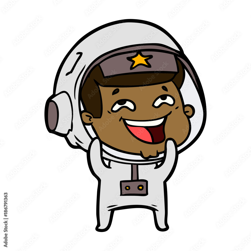 cartoon laughing astronaut