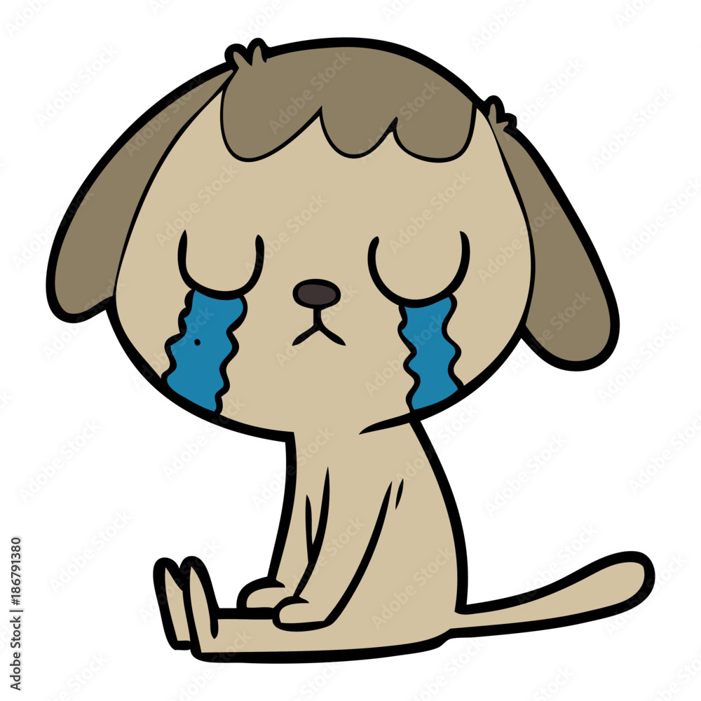 Obraz premium cute cartoon dog crying