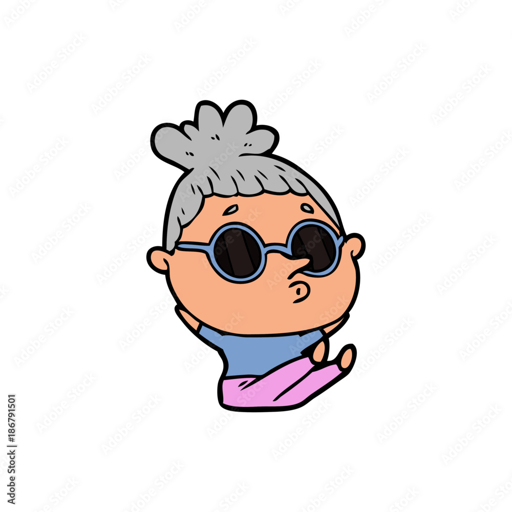 cartoon woman wearing sunglasses