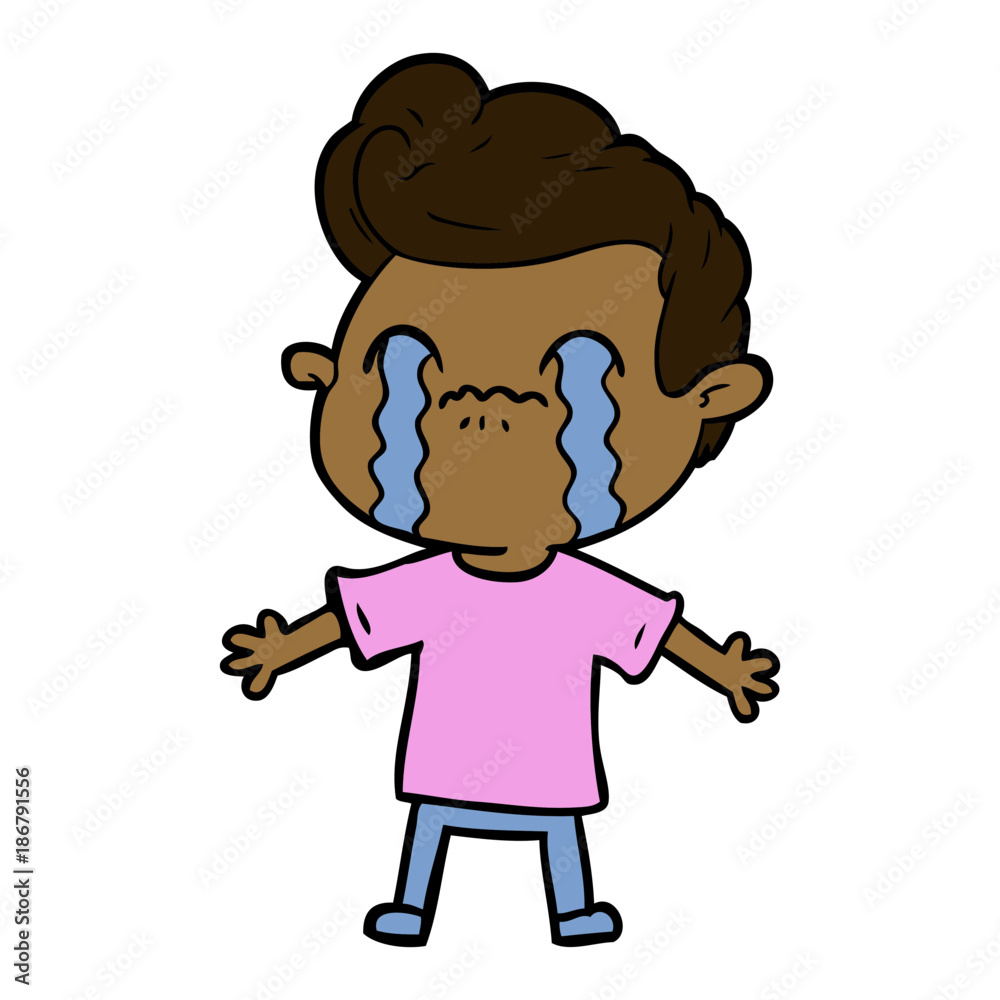 Fototapeta premium cartoon man crying