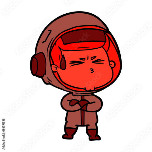 cartoon stressed astronaut