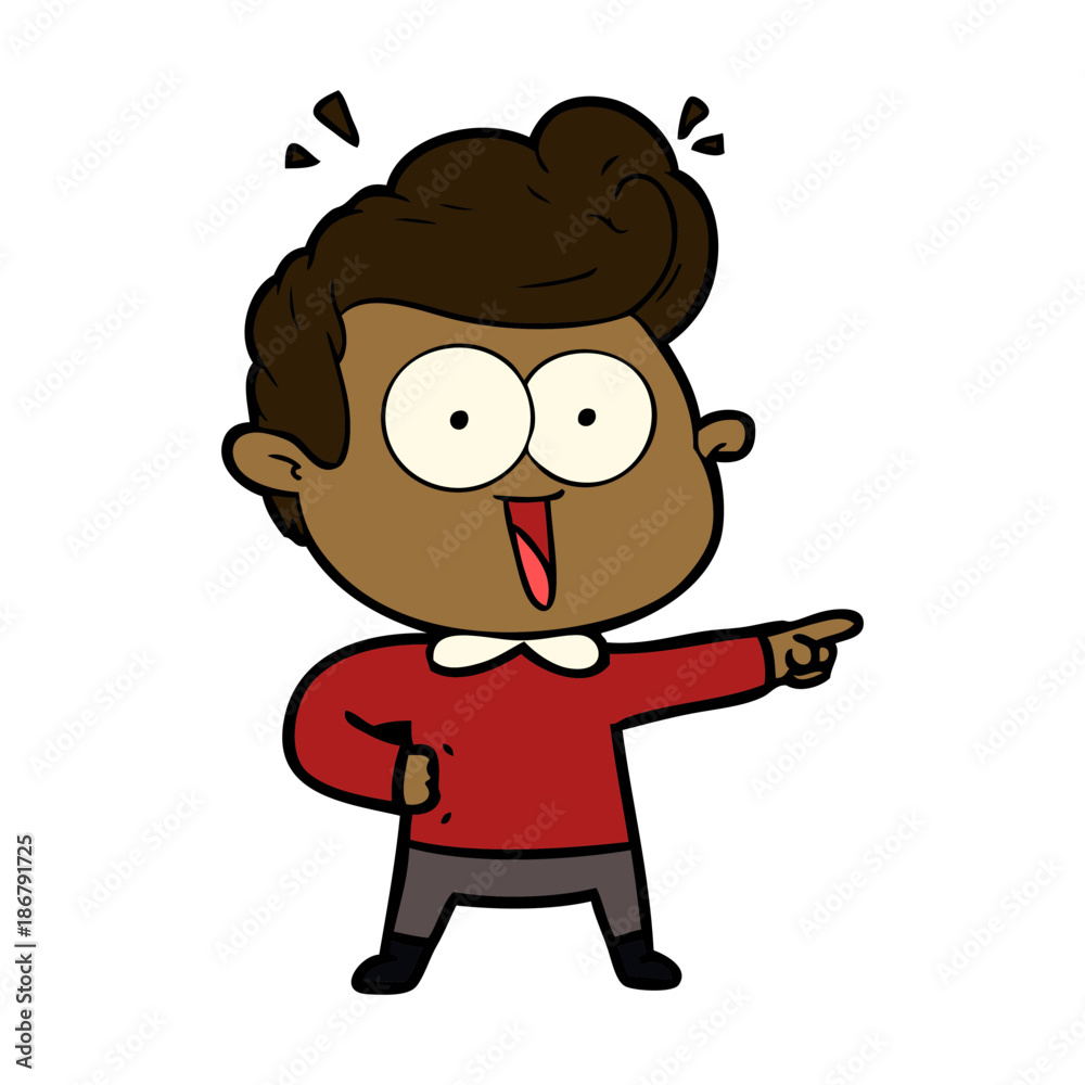 cartoon excited man