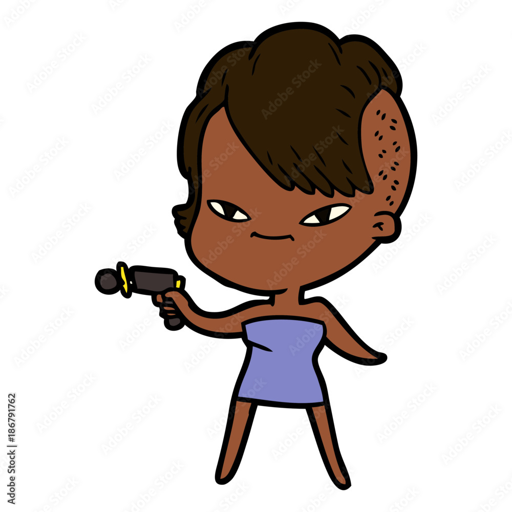 cute cartoon girl with hipster haircut cute cartoon girl with hipster haircut