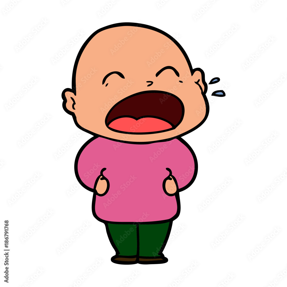 Obraz premium cartoon shouting bald man
