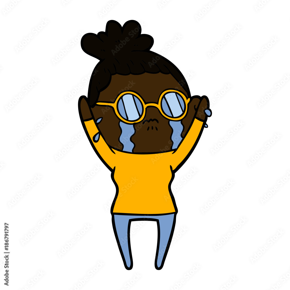 cartoon crying woman wearing spectacles cartoon crying woman wearing spectacles