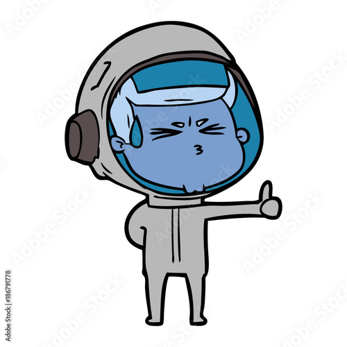 cartoon stressed astronaut