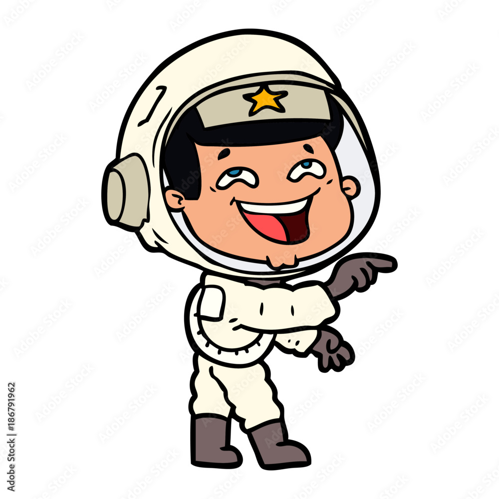 cartoon laughing astronaut