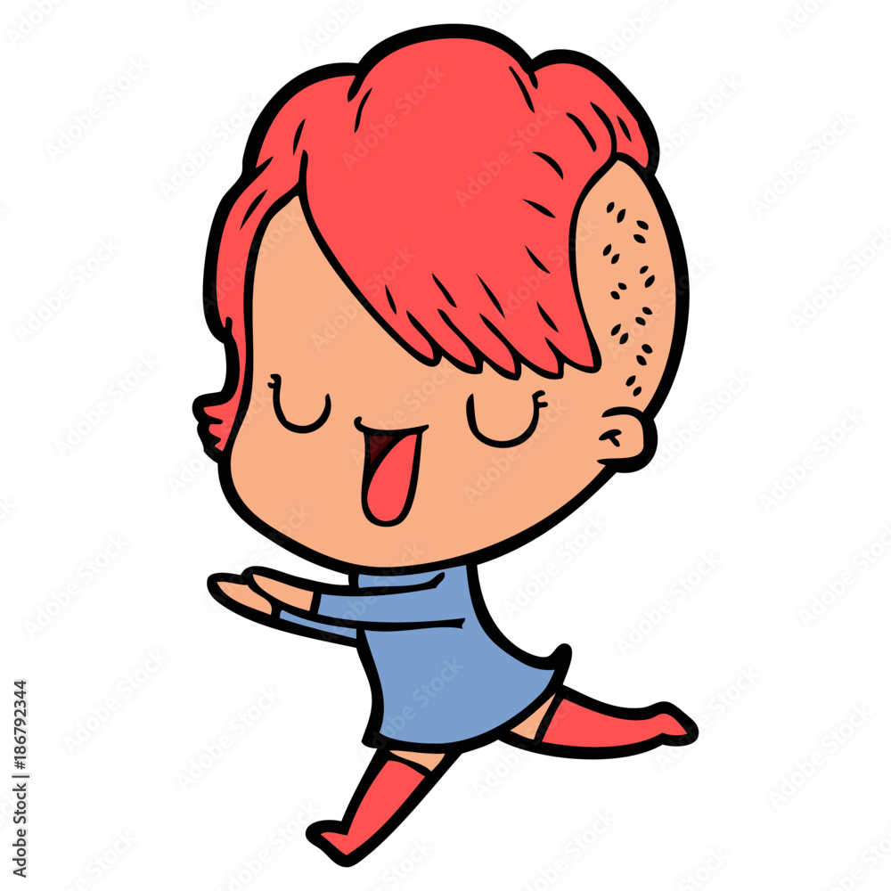 Obraz premium cute cartoon girl with hipster haircut