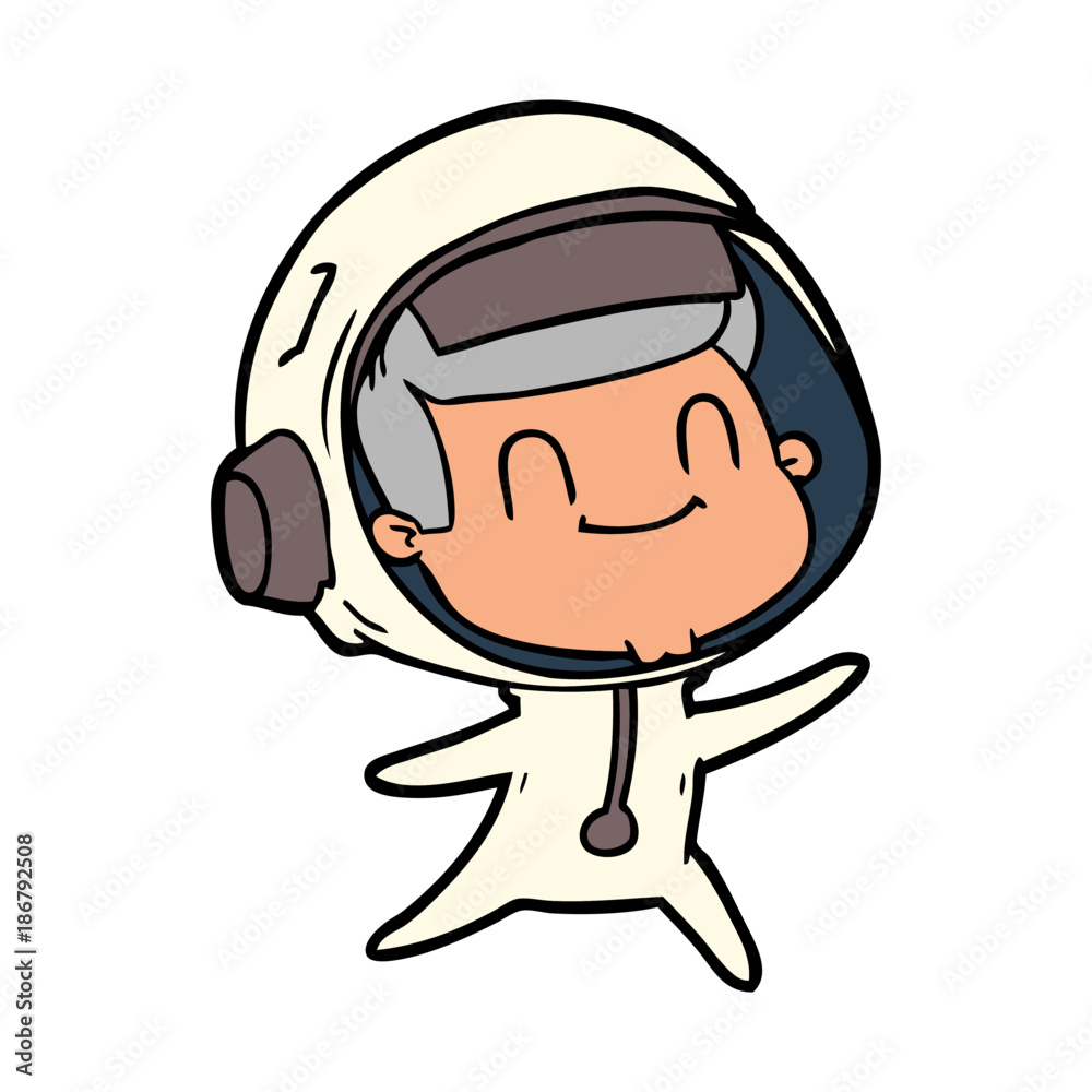 happy cartoon astronaut