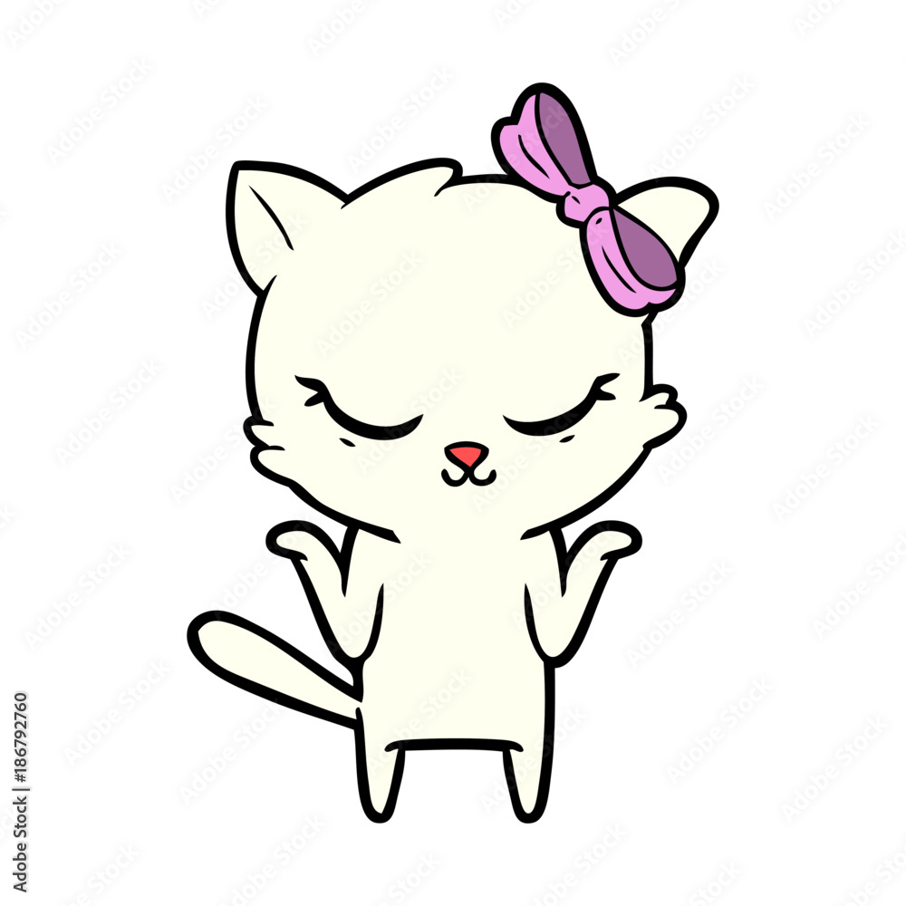 cute cartoon cat with bow