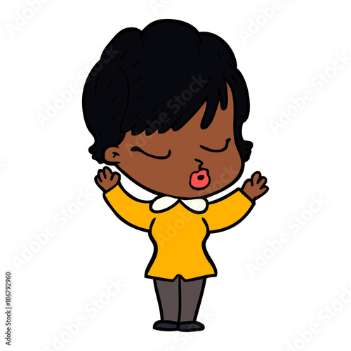 cartoon woman with eyes shut