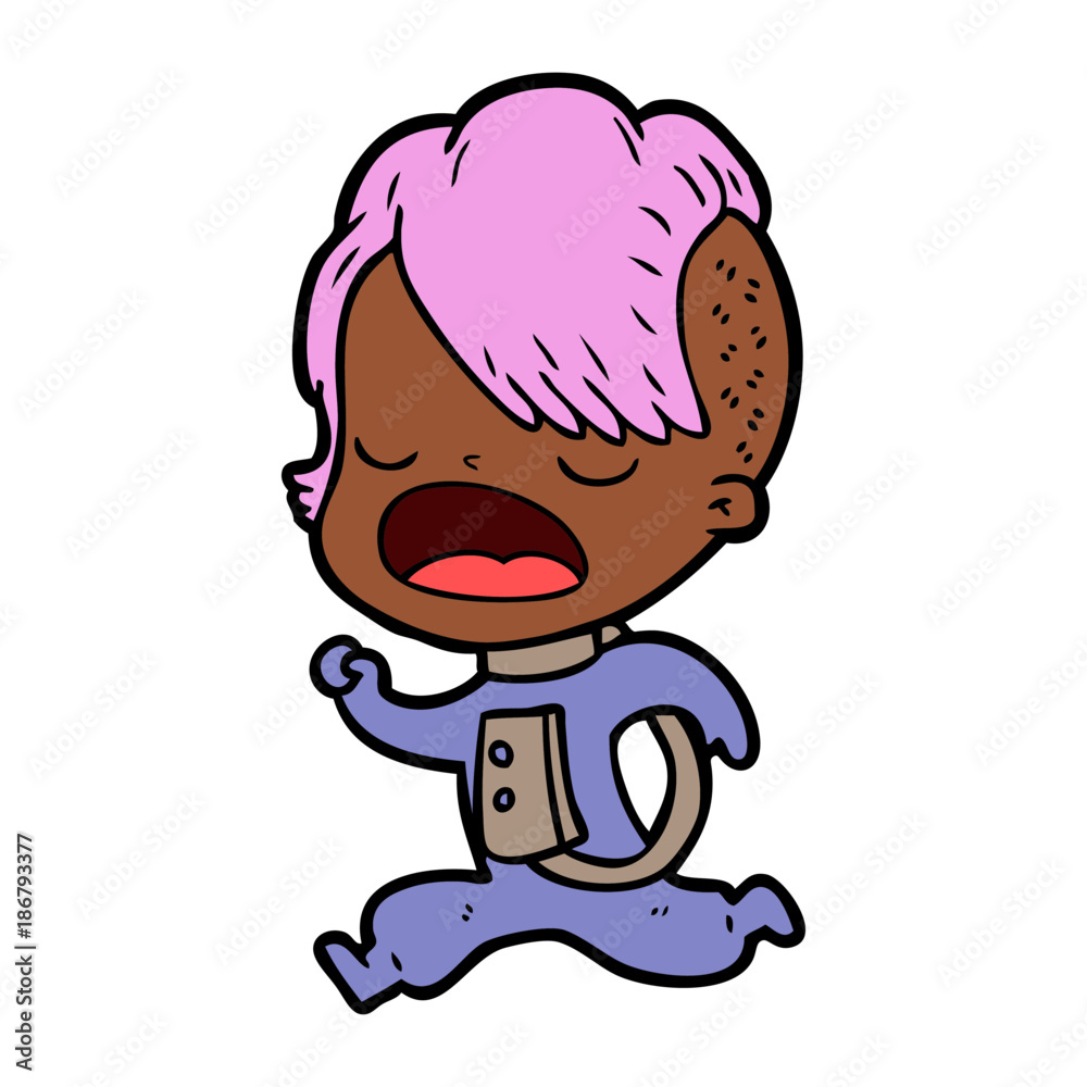 cartoon cool hipster girl in space suit cartoon cool hipster girl in space suit