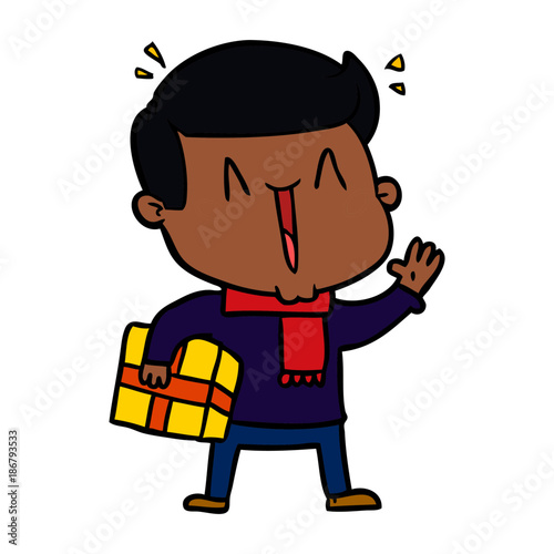 cartoon excited man
