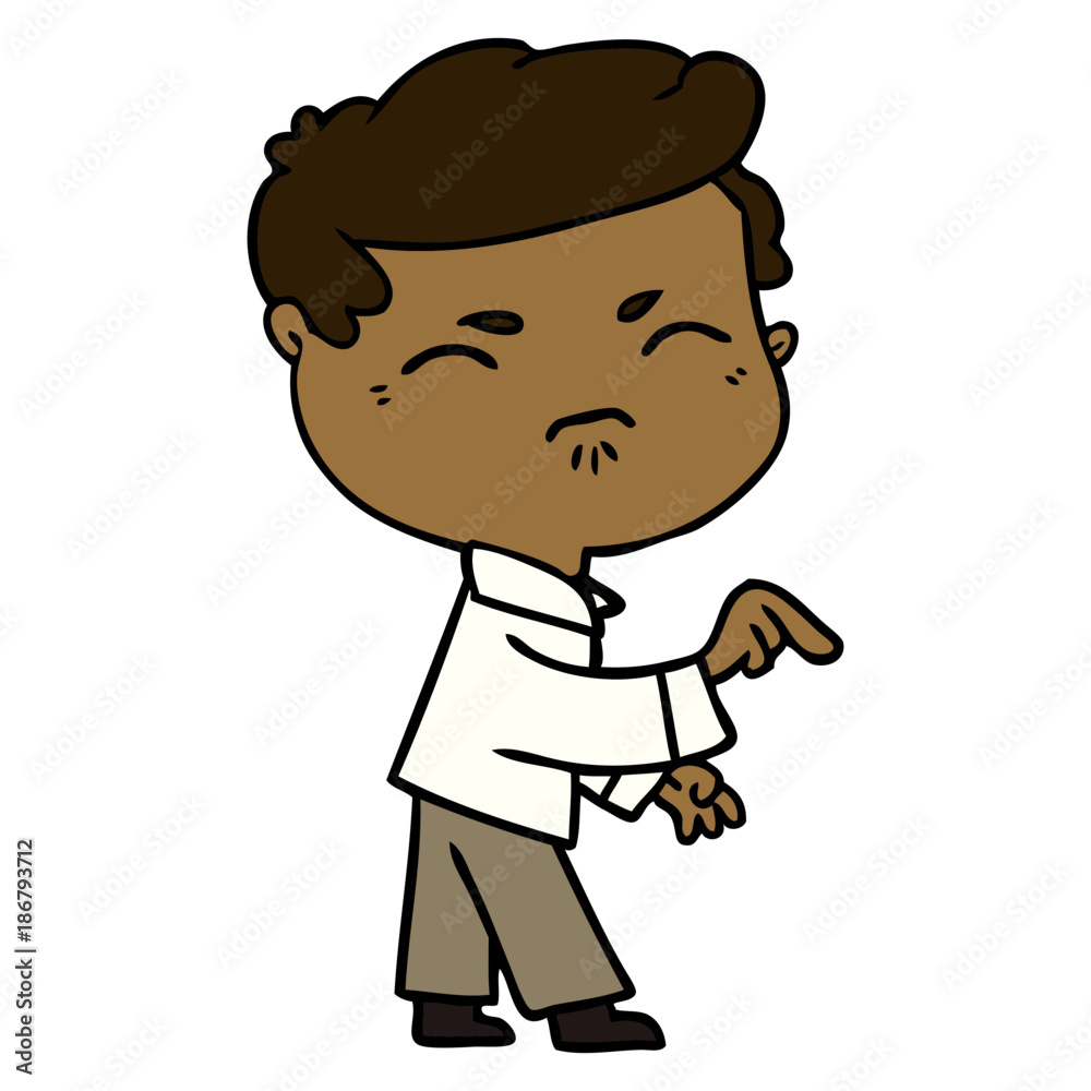 Fototapeta premium cartoon annoyed man pointing finger