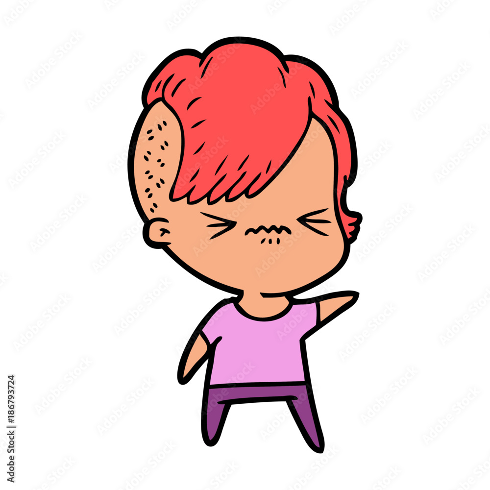 cartoon annoyed hipster girl cartoon annoyed hipster girl