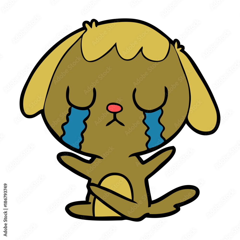 Obraz premium cute cartoon dog crying