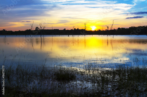 Sunset evening in lagoon