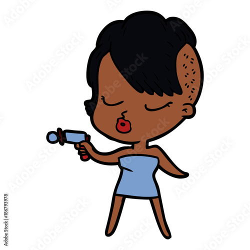 cartoon pretty hipster girl