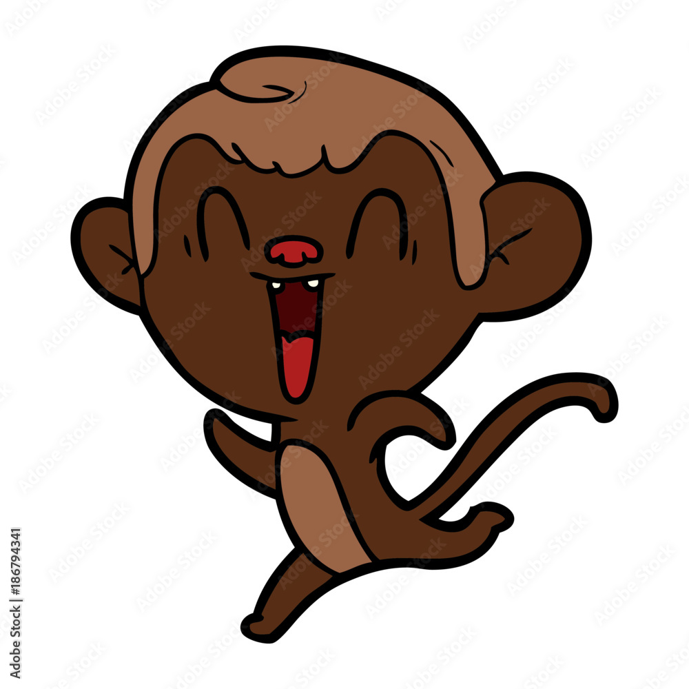 Fototapeta premium cartoon laughing monkey