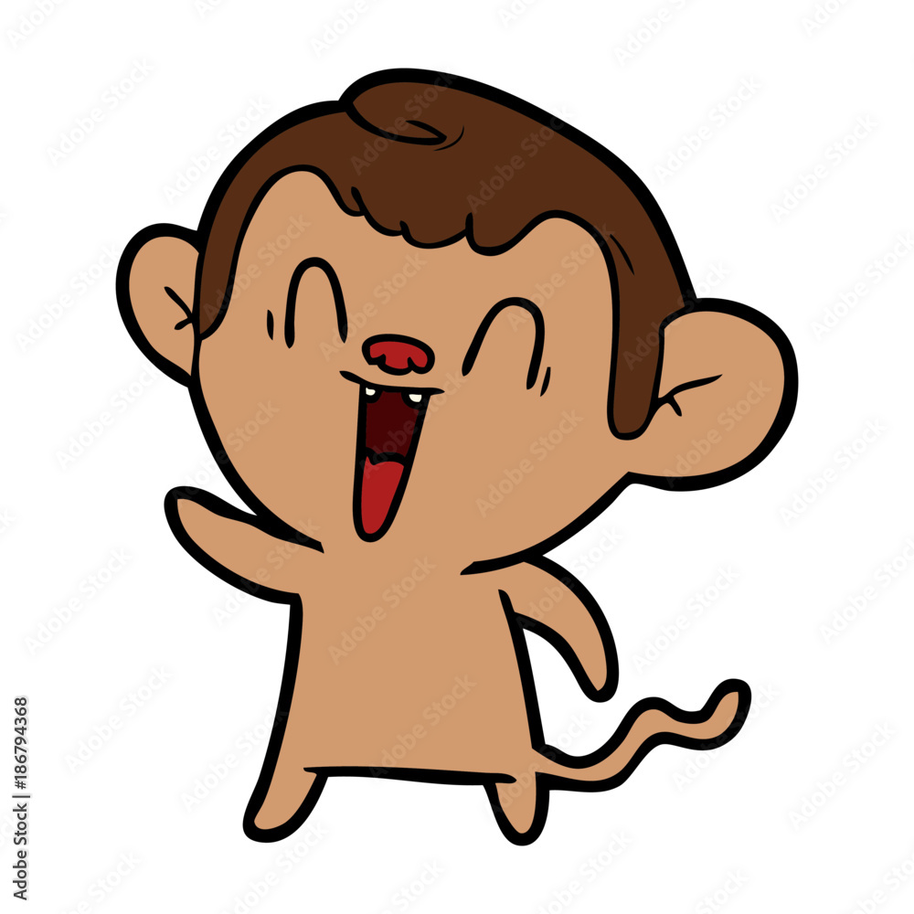 Fototapeta premium cartoon laughing monkey