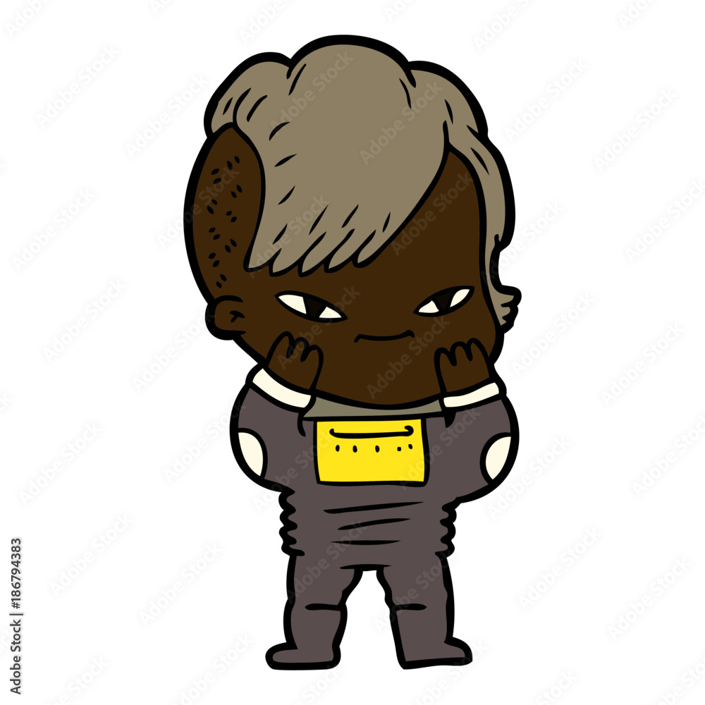 Obraz premium cute cartoon girl with hipster haircut