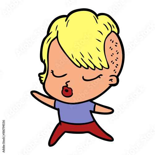 cartoon pretty hipster girl