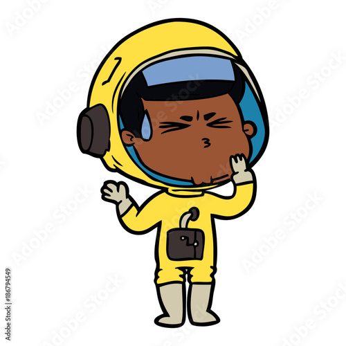 cartoon stressed astronaut