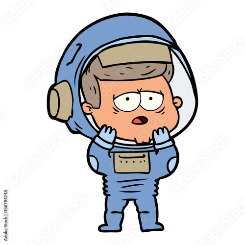 cartoon tired astronaut