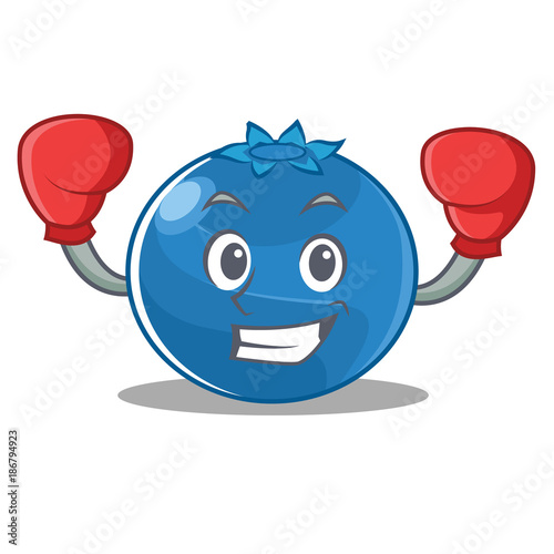 Boxing blueberry character cartoon style