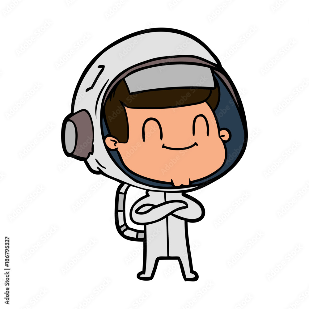 happy cartoon astronaut