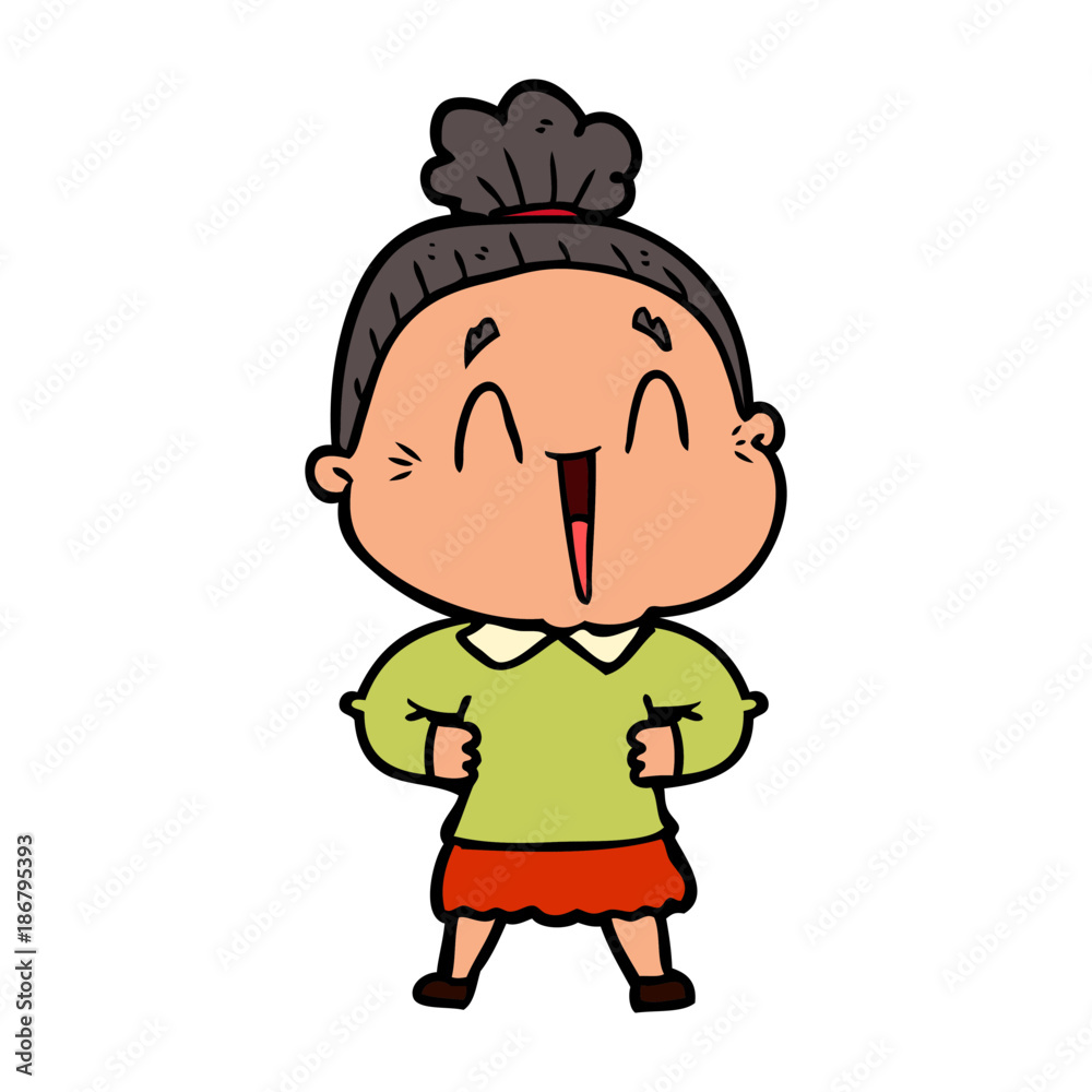 cartoon happy old lady