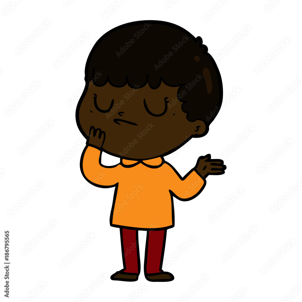 Obraz premium cartoon grumpy boy