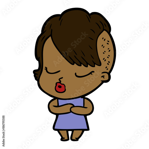 cartoon pretty hipster girl